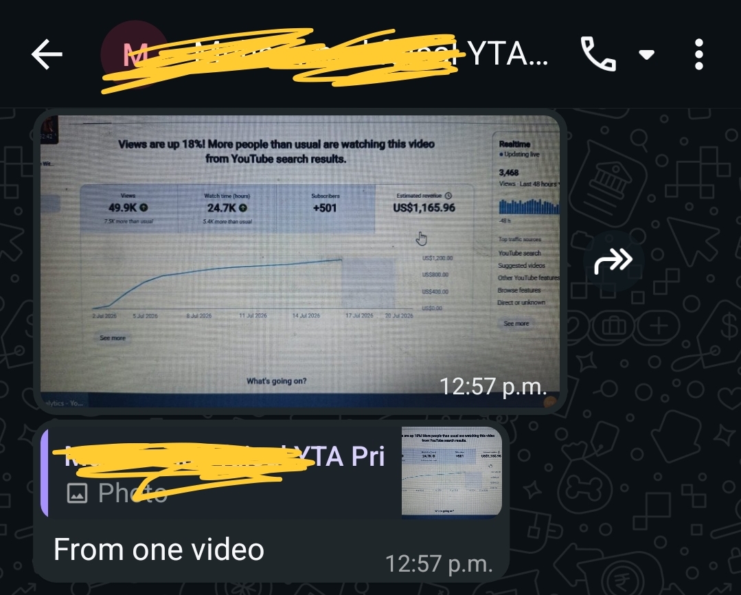 Student message — hit above $6k this month, targeting $10k next
